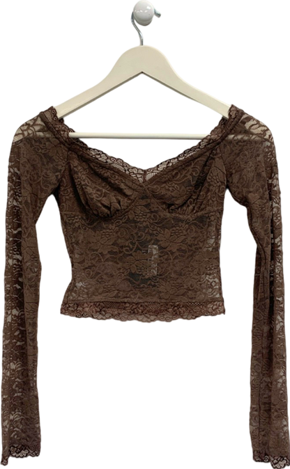 Outcast Brown Emerson Long Sleeve Top UK XS