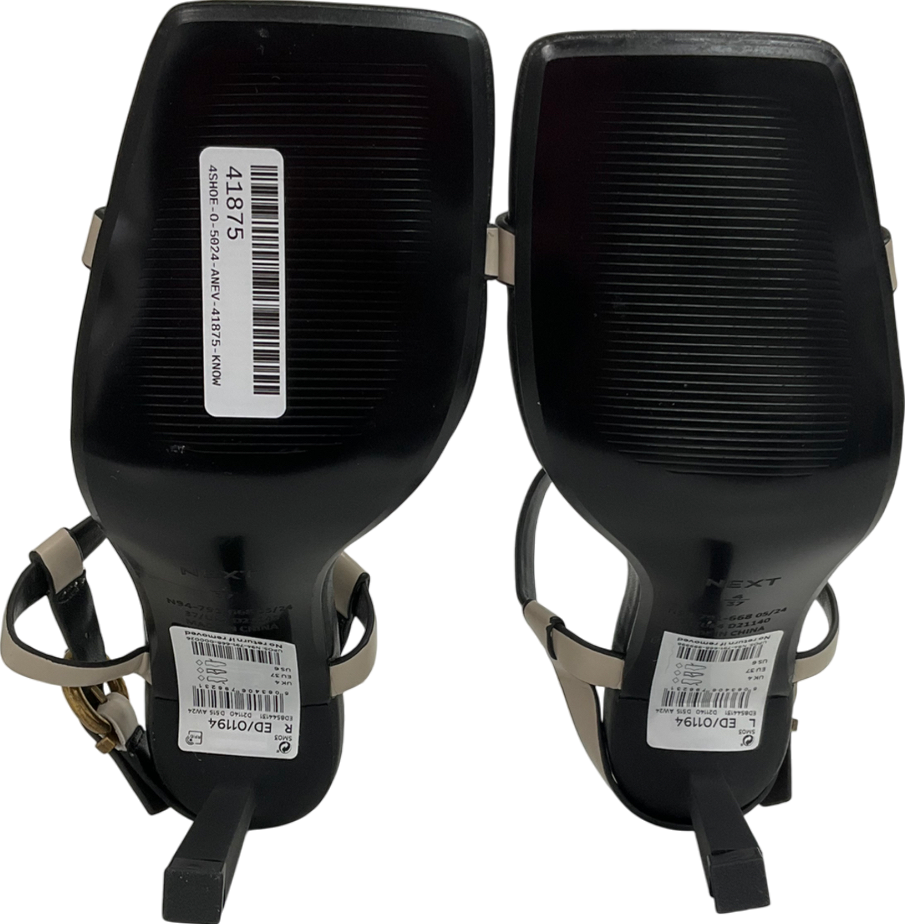 Next Black Bone Forever Comfort® Chain T-bar Heels UK 4 EU 37 👠