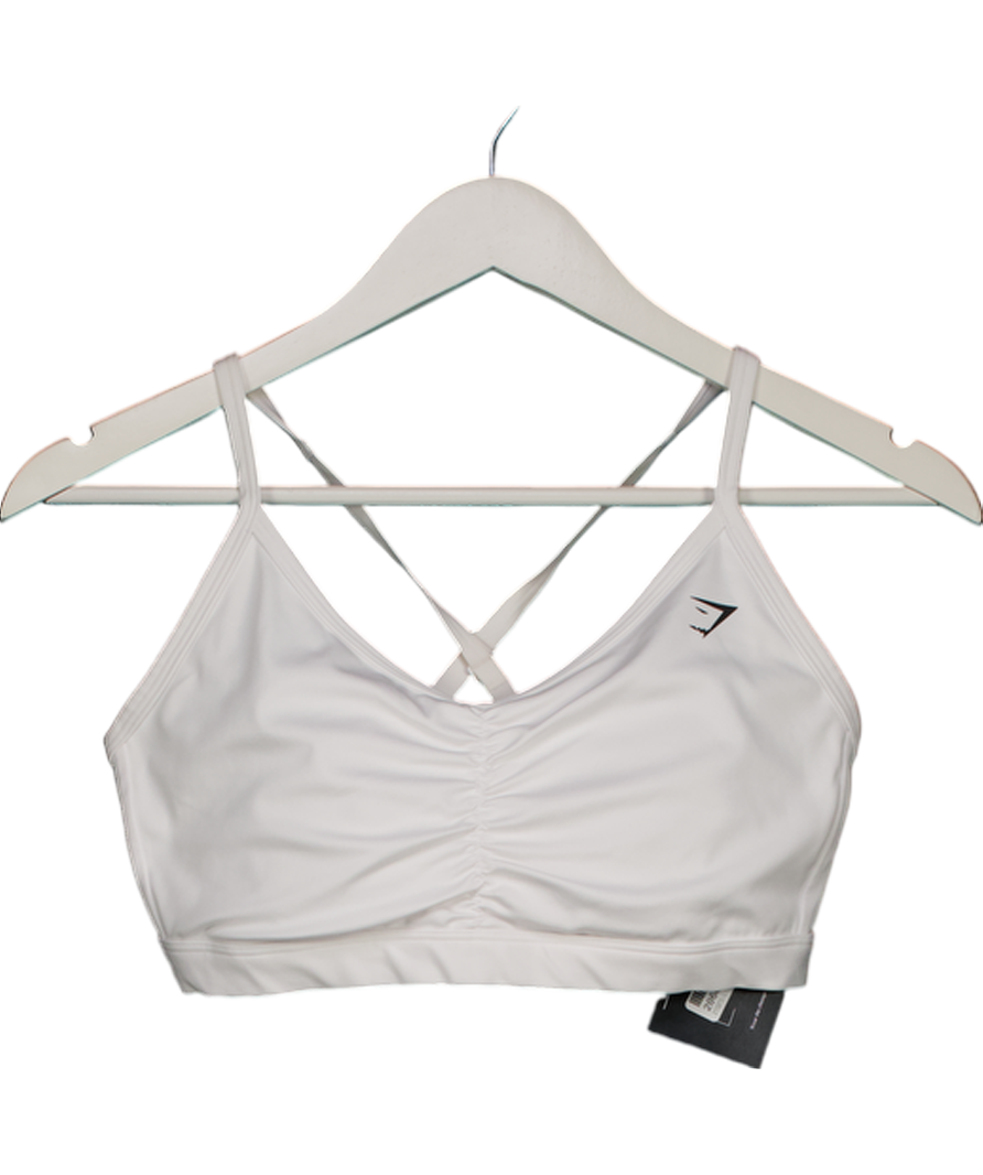 gymshark White Ruched Sports Bra UK L