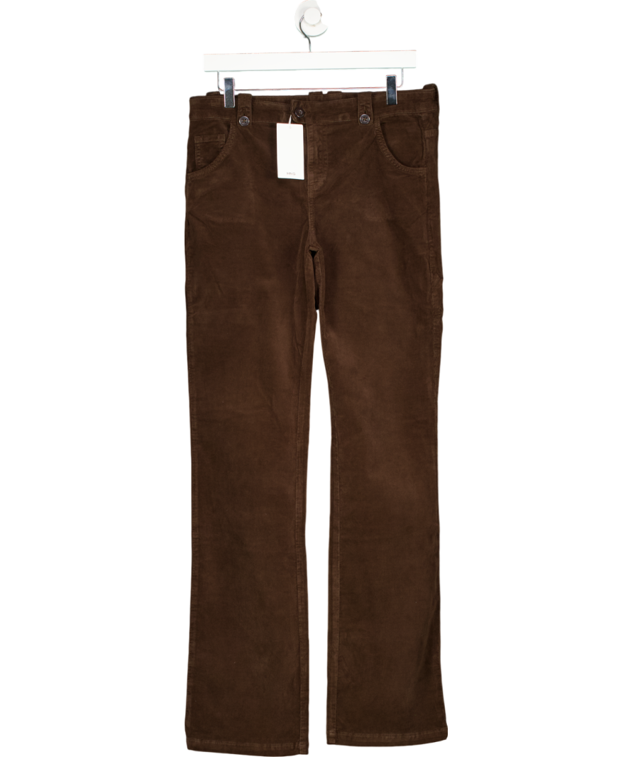MANGO Brown Flared Corduroy Trousers UK 14