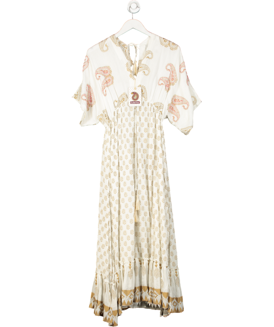 Sumitra White Embroidered Maxi Dress One Size
