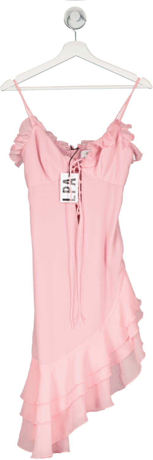 LPA Pink Asymmetric Ruffle Dress UK XS