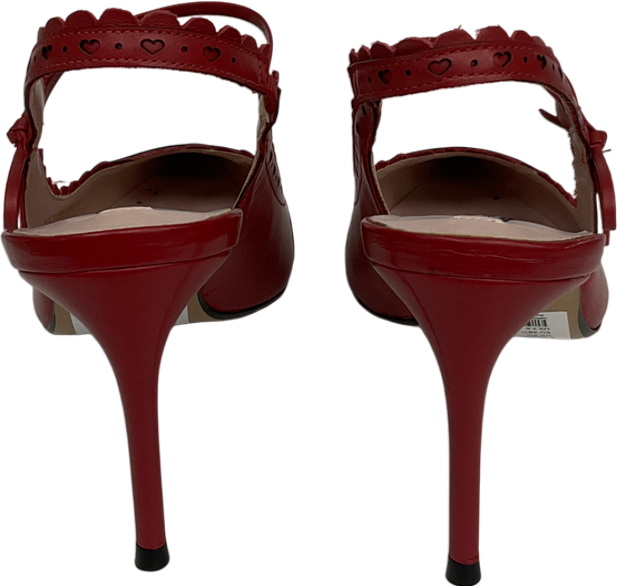 Tabitha Simmons X Next red Josephine Leather Point Toe Bow Brogue Detail Slingback Shoes UK 5.5 EU 38.5 👠