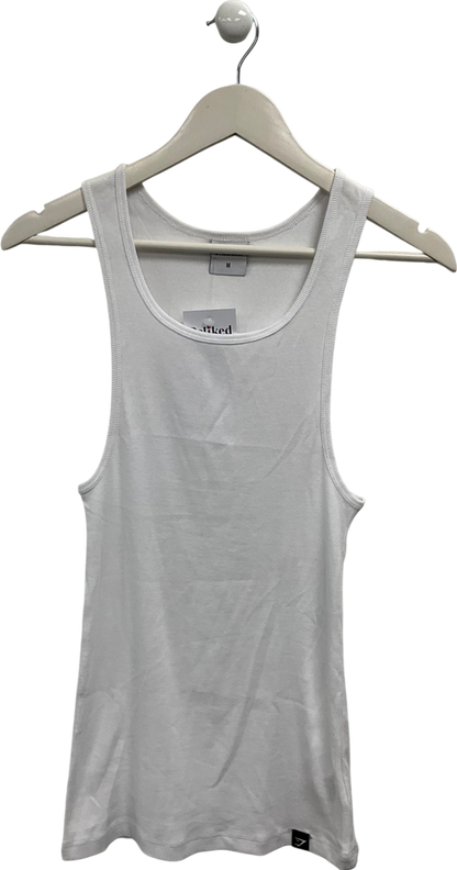 gymshark White Ribbed Tank Top UK M