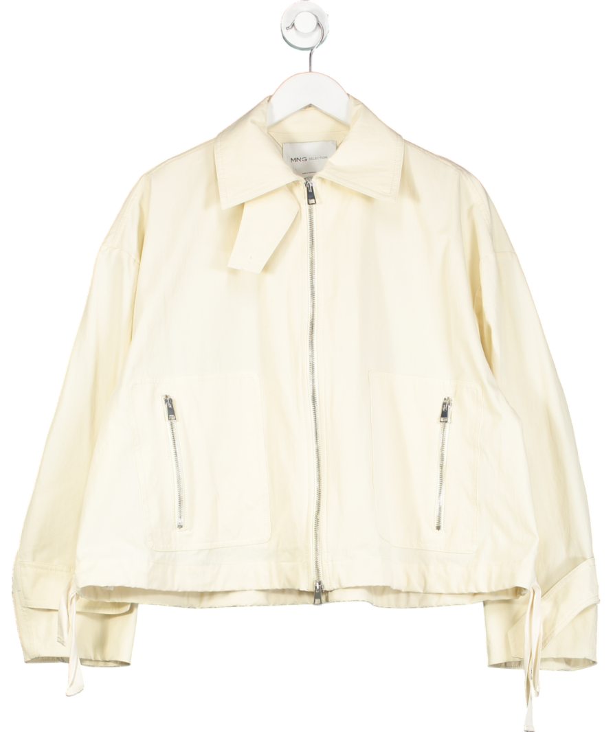 MANGO Cream Lightweight Biker Jacket UK S