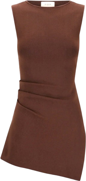 DISSH Cleo Chocolate Brown Sleeveless Longline Knit Top UK S