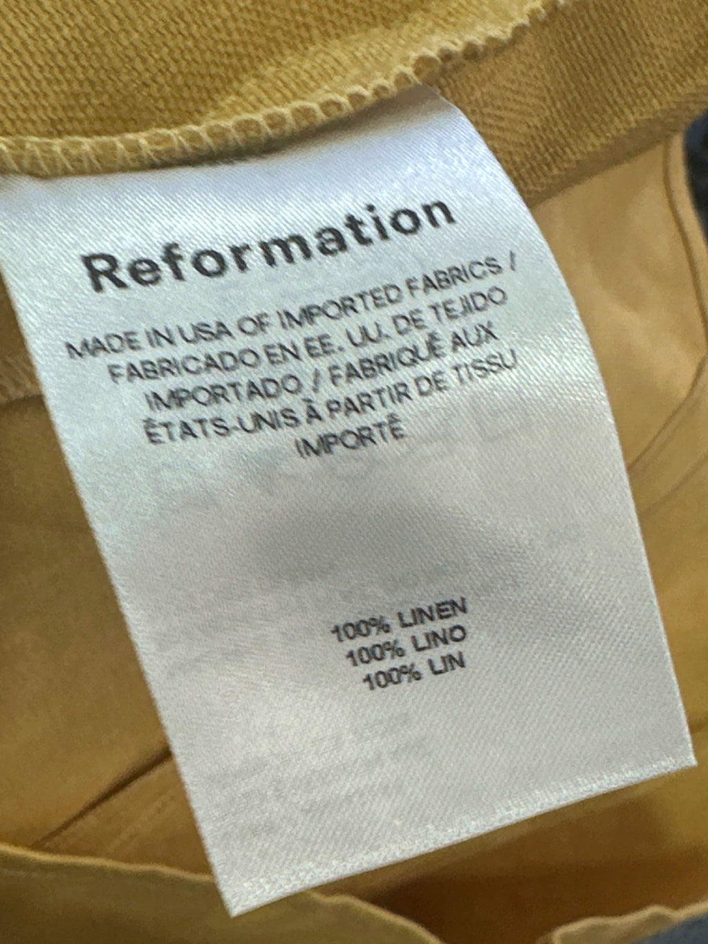 Reformation Yellow Mini Dress UK 8