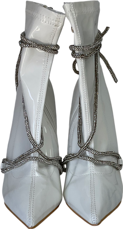 Fashion Nova White Call It A Date Booties UK 8 EU 41 👠