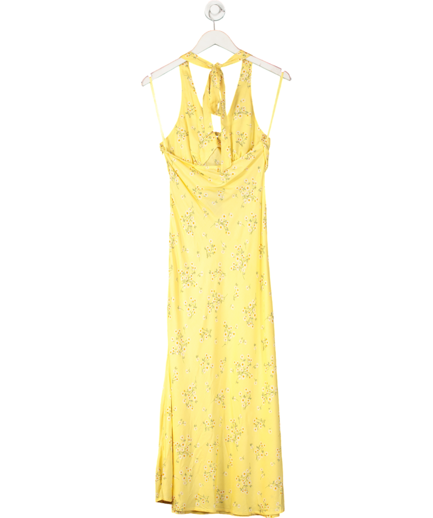 Nobody's Child Yellow Elizabeth Scarlett Floral Halter Neck Lyne Midi Dress UK 8