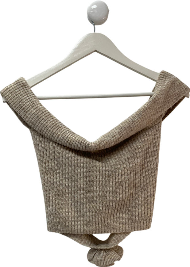 wanderdoll Beige Blossom Bardot Crop Top UK M