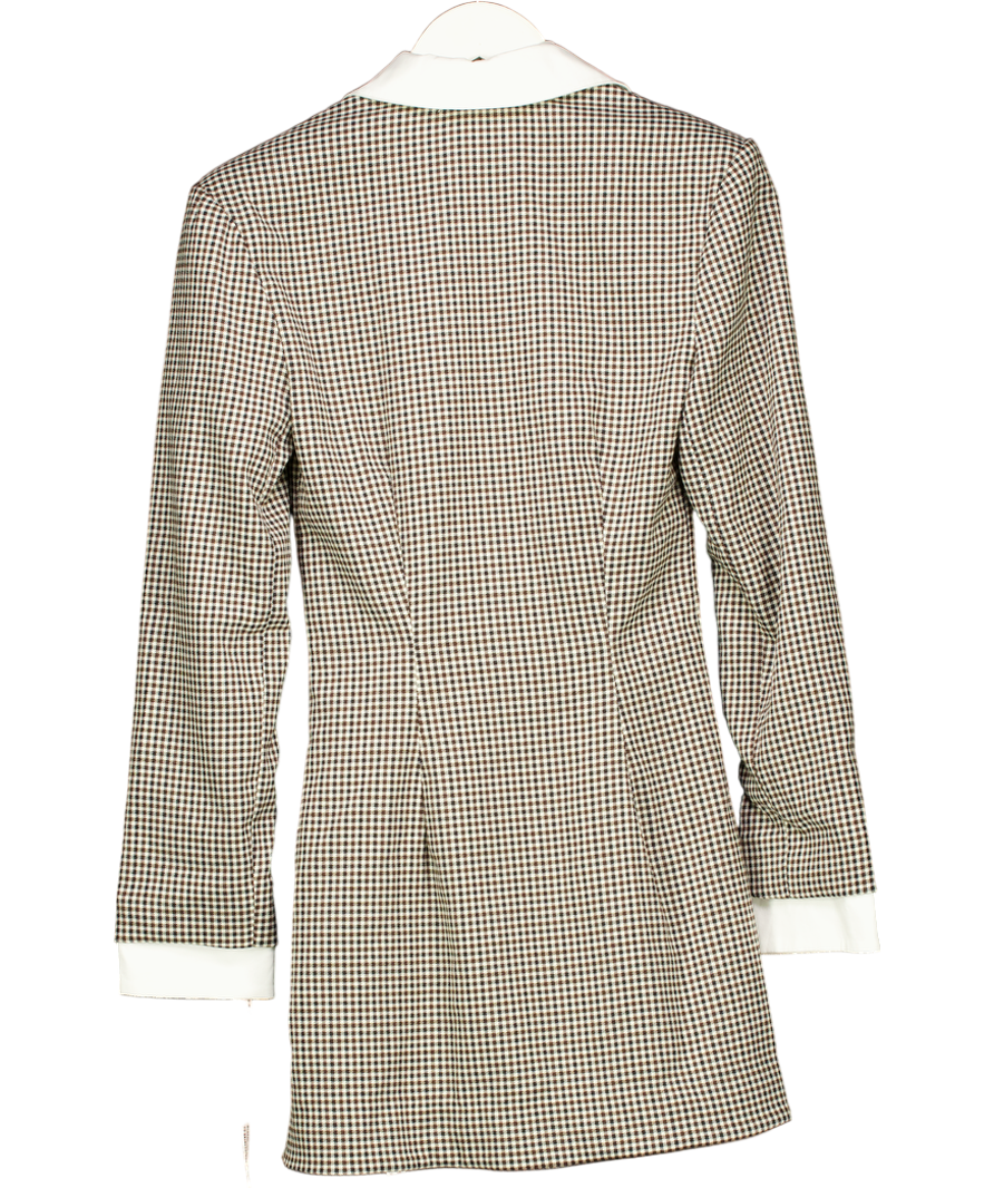 House of CB Black Brown Puppytooth Check Bodycon Mini Dress UK 8