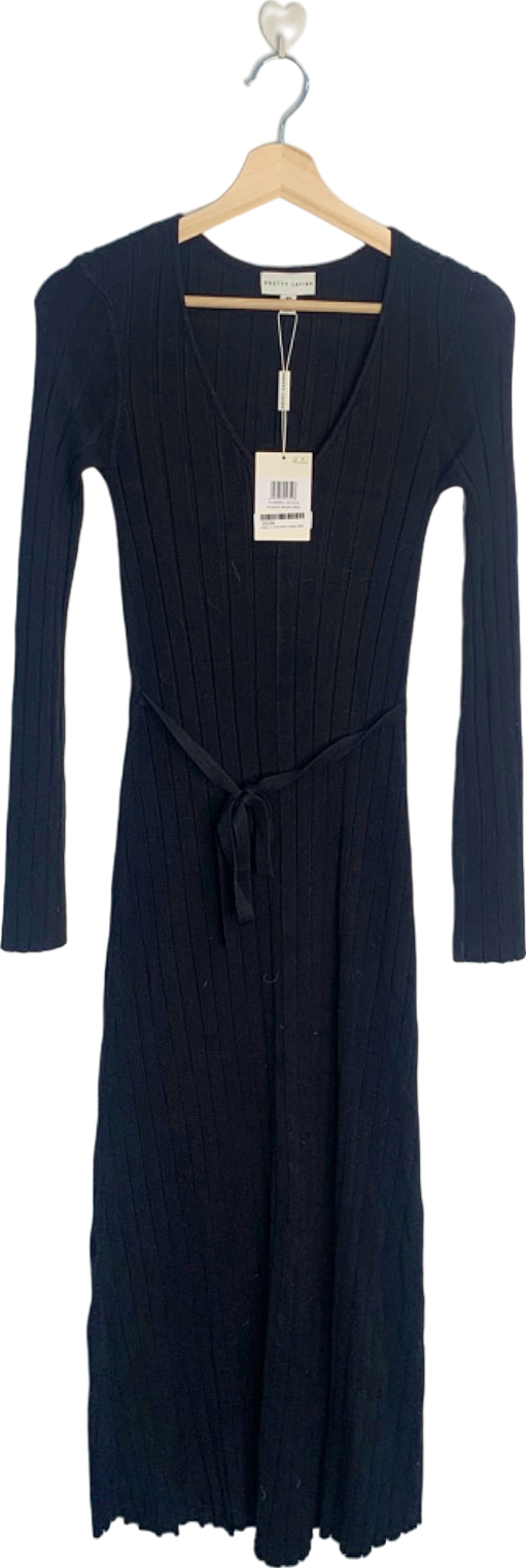 Pretty Lavish Black Scarlett Tie Knit Dress UK 6
