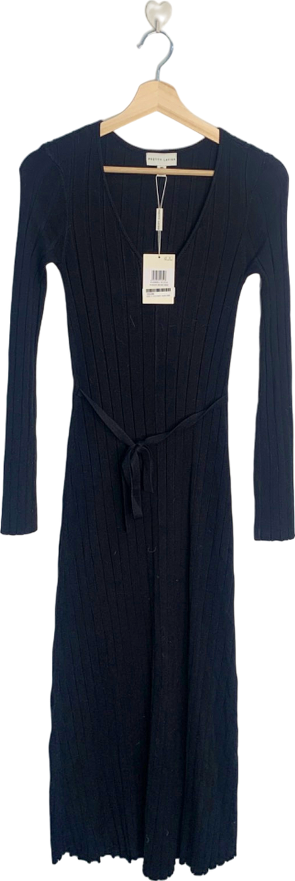 Pretty Lavish Black Scarlett Tie Knit Dress UK 6