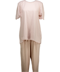 ULLA POPKEN 2-piece Blush Pink Striped Pure Organic Soft Cotton Pyjama Set Uk 20 / UK 22