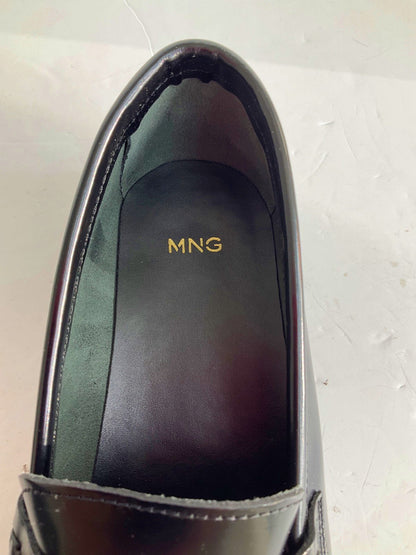 MANGO MNG Black Leather Loafers EU 39 UK 6