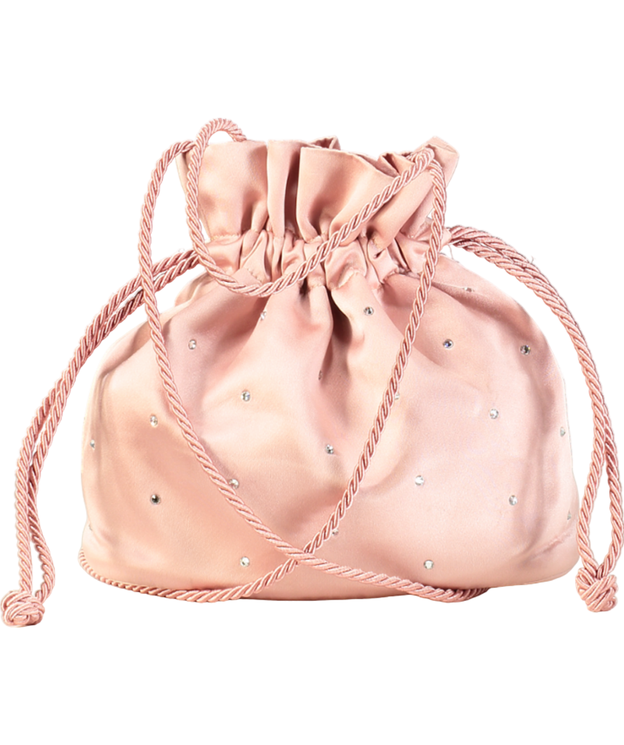 Soir Paris Pink Diamante Drawstring Bucket Bag