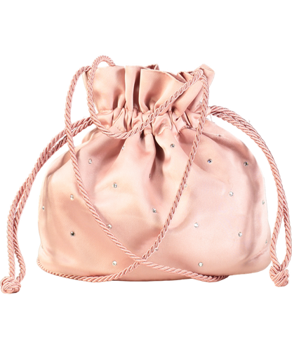 Soir Paris Pink Diamante Drawstring Bucket Bag