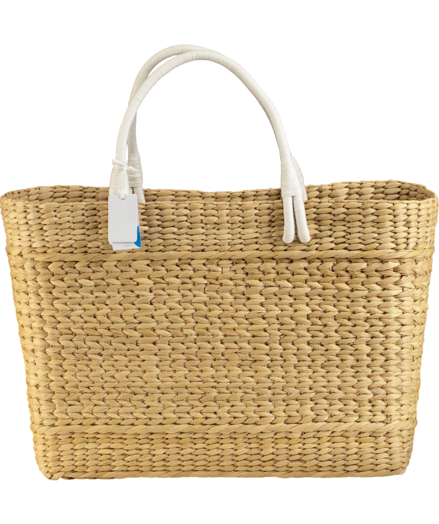 The White Company Beige Large Straw Basket Bag