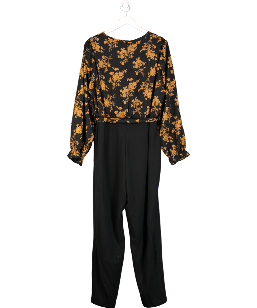 Curvzy Black Floral Print Jumpsuit UK XXXL