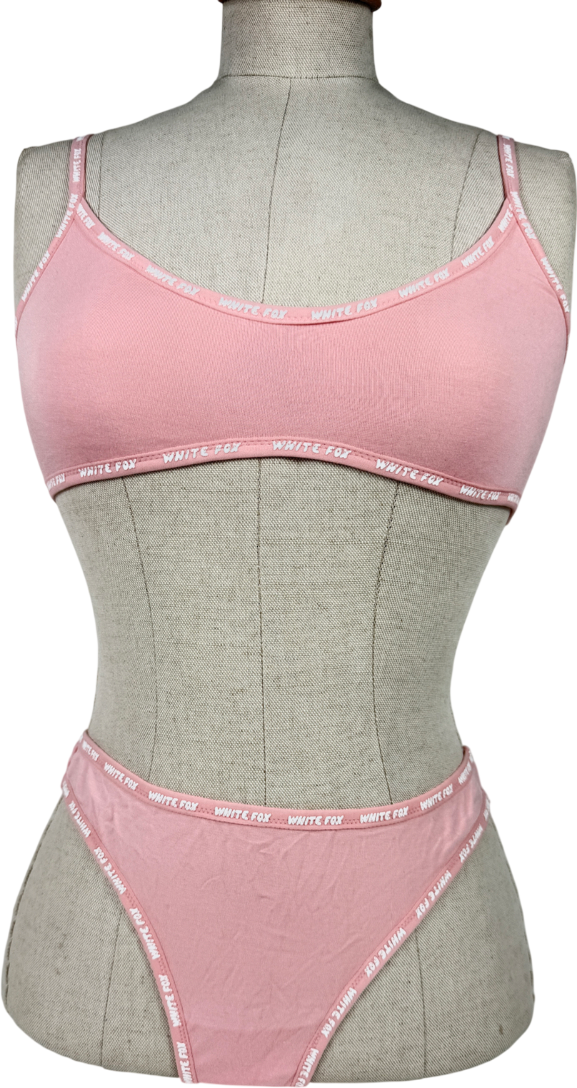 White Fox Pink Lingerie Set UK S