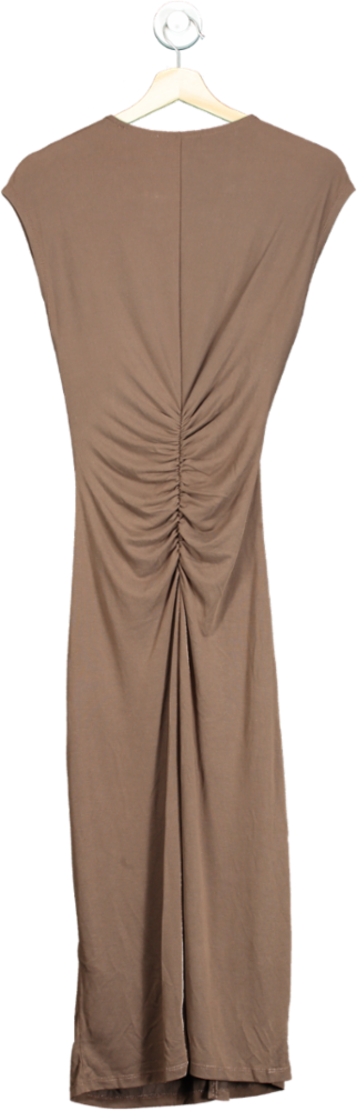 Reiss Brown Ruched Midi Dress XS