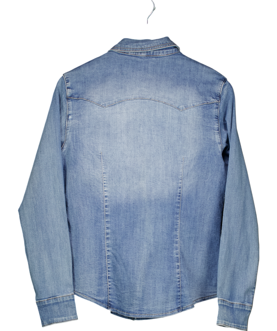 LAW & CO Blue Melly Daisy Fitted Denim Shirt UK L