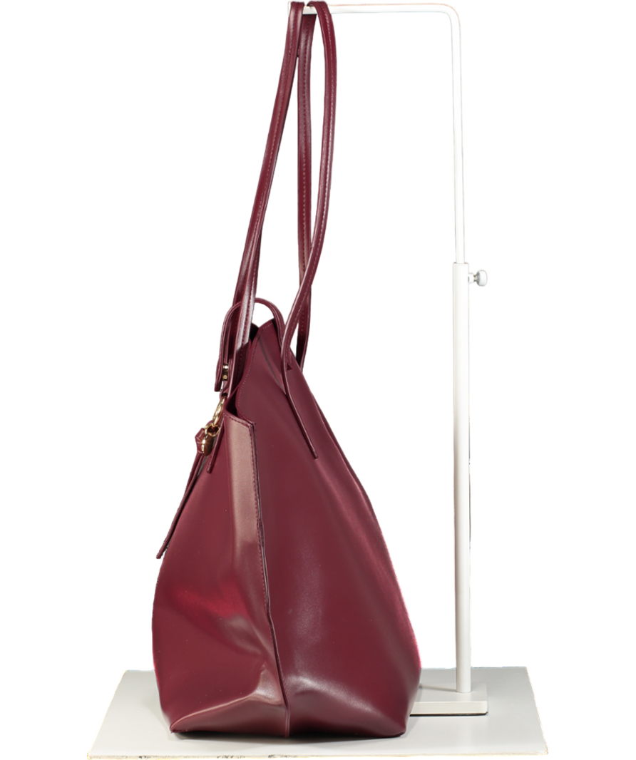 New Look Brown Burgundy Leather-look Tote Bag