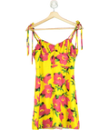 kourt Yellow And Pink Flower Midi Dress UK S
