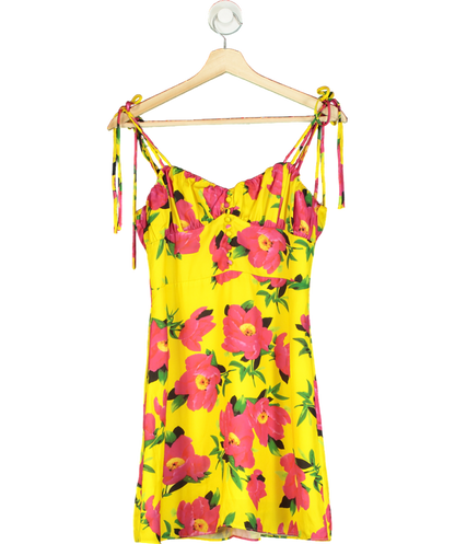 kourt Yellow And Pink Flower Midi Dress UK S