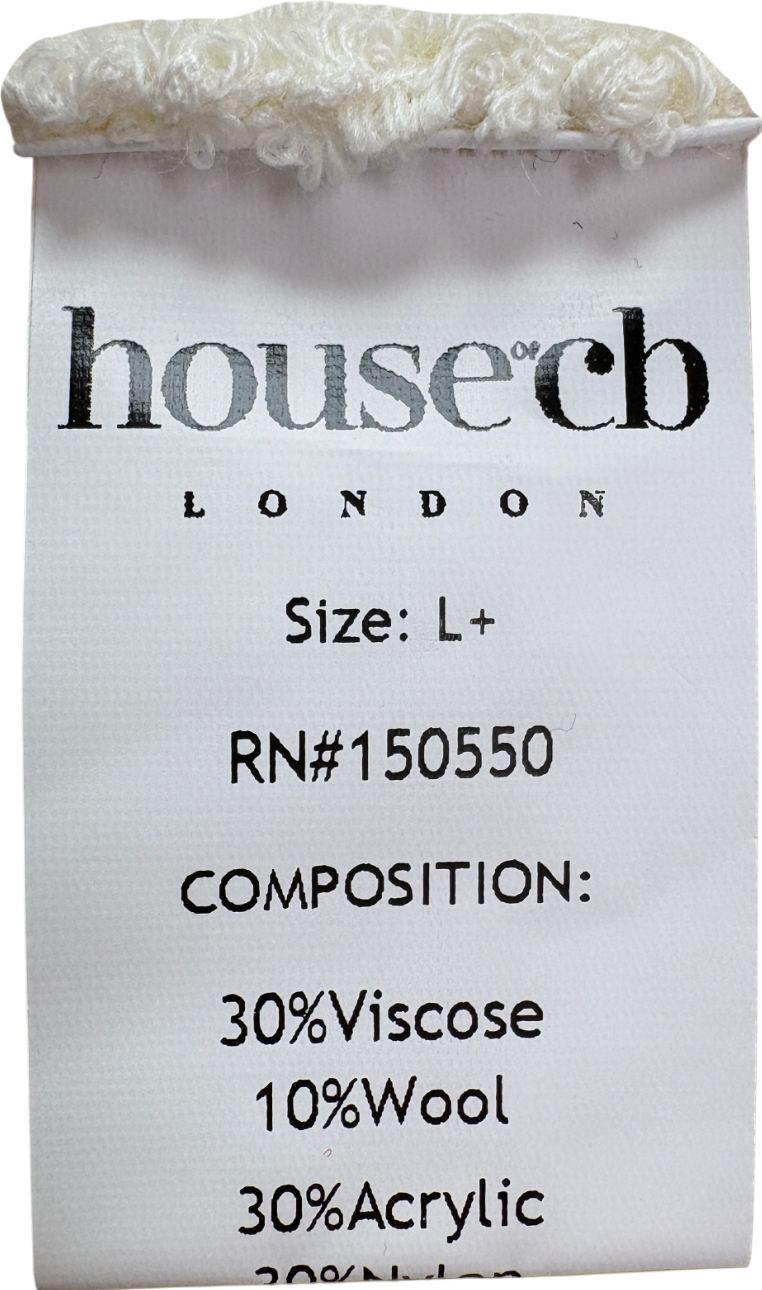 House of CB Salilah Cream Chenille Bomber Jacket UK L