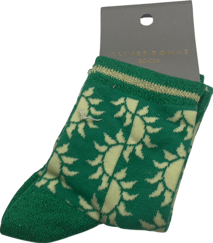 Oliver Bonas Green Geo Sun Socks One Size