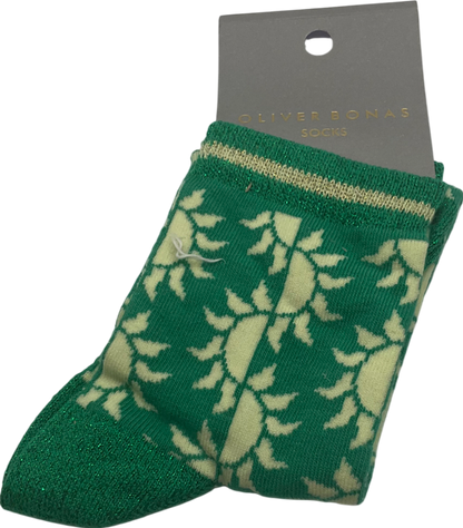 Oliver Bonas Green Geo Sun Socks One Size