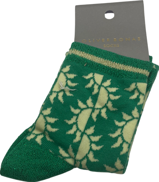 Oliver Bonas Green Geo Sun Socks One Size