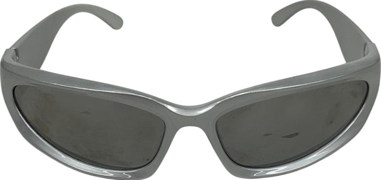 Metallic Wrap Around Vintage Oval Sunglasses One Size