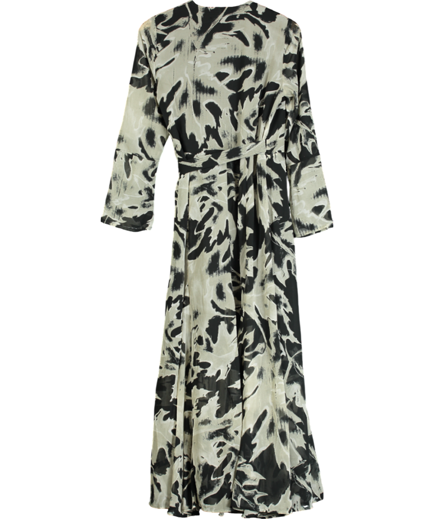 Religion Black Flash Print Wrap Maxi Dress UK XS