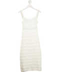 ALAIA White Crochet Ruffle Midi Dress UK 12