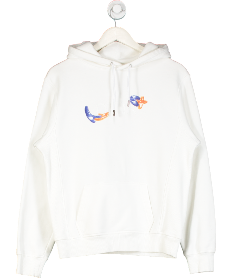 Dior White Jojo's Patch And Embroidery Logo Hoodie UK XS