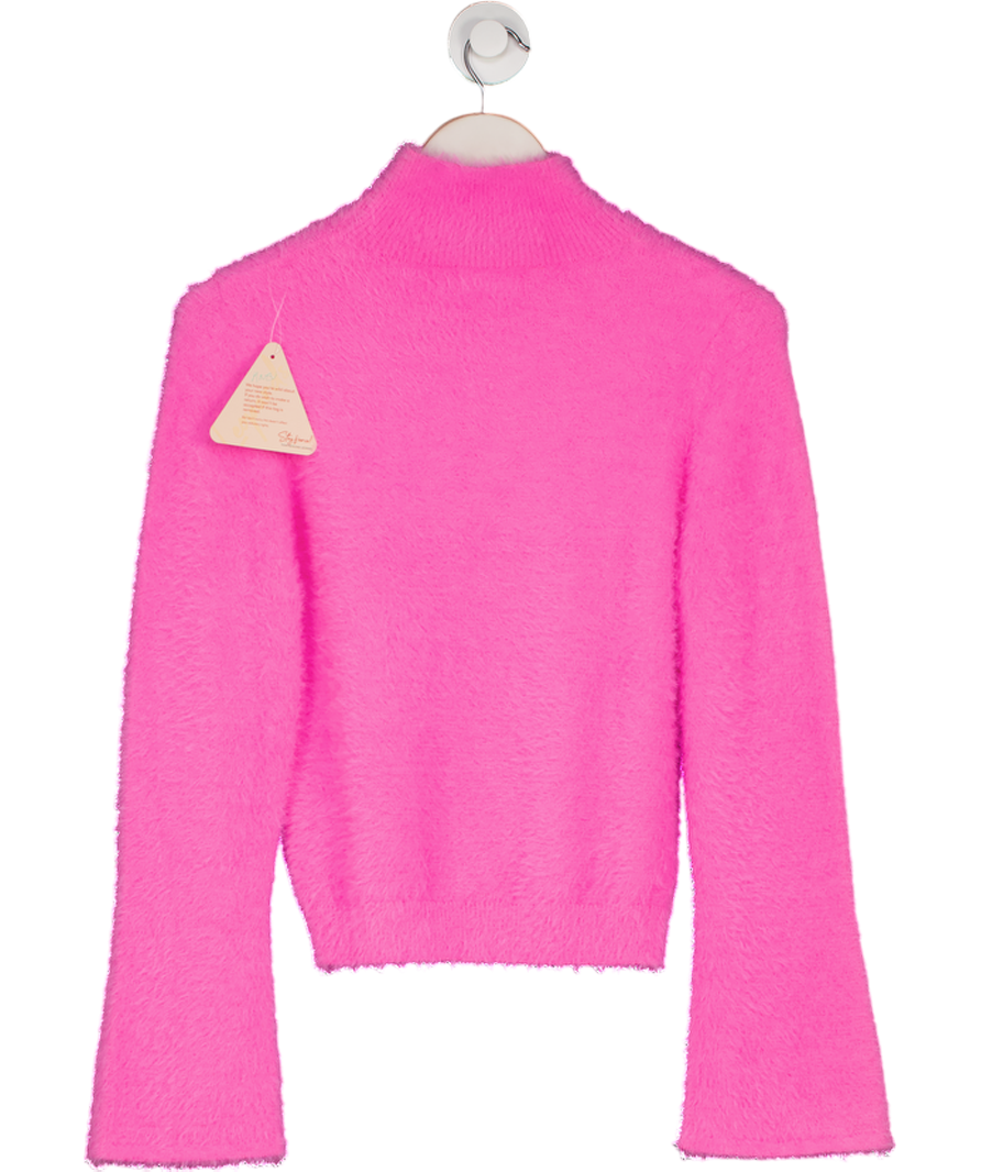 Dancing Leopard Fuzzy Knit Poppy Jumper In Bubblegum Pink UK 8