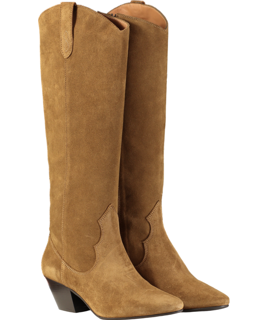 DUO Brown Saffron Knee High Boots In Marigold Suede UK 7 EU 40 👠