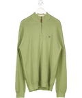 Crew Clothing Green Organic Cotton Half Zip Logo Jumper UK XL