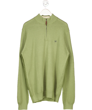 Crew Clothing Green Organic Cotton Half Zip Logo Jumper UK XL