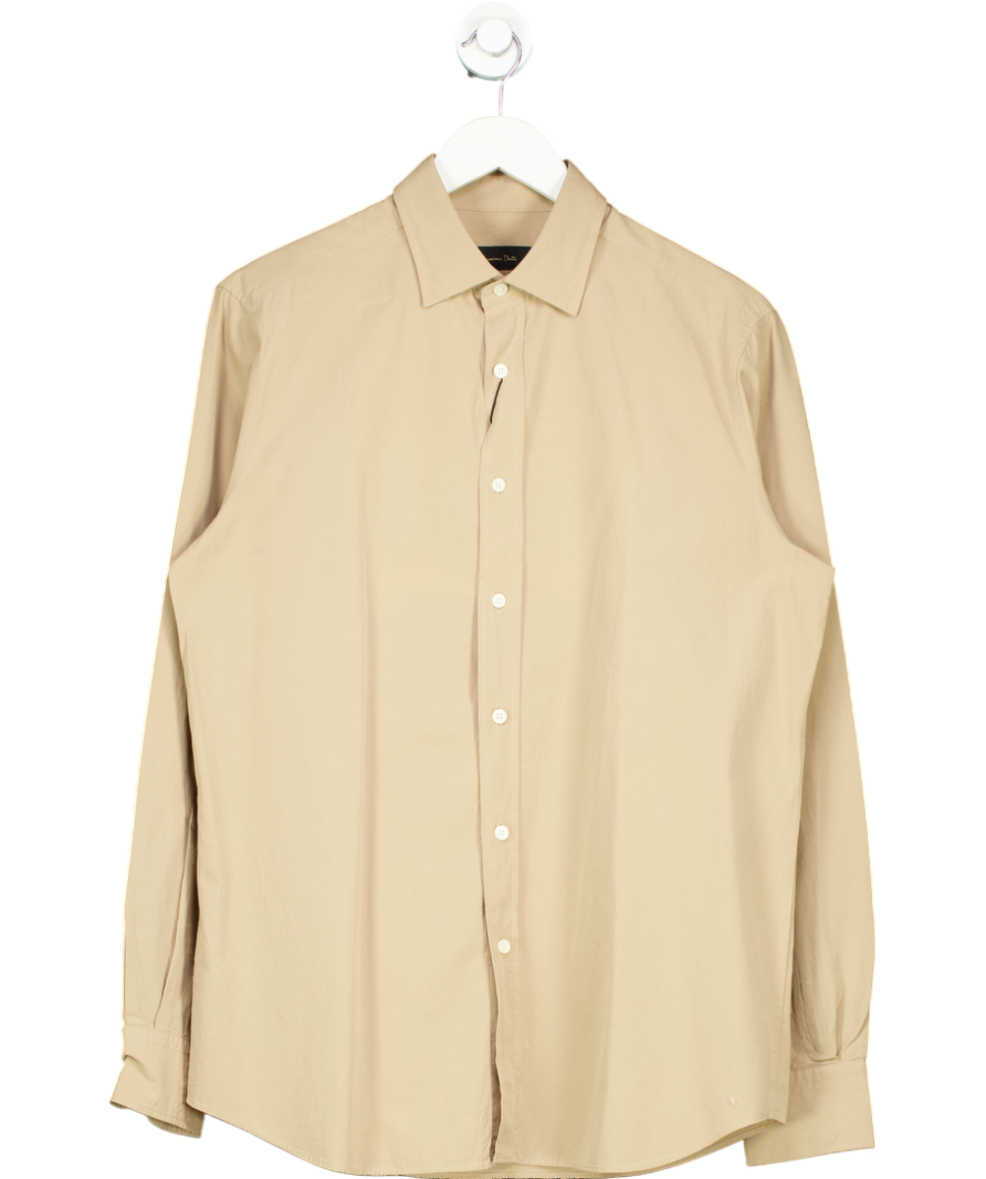 Massimo Dutti Beige Cotton Regular Fit Shirt UK M
