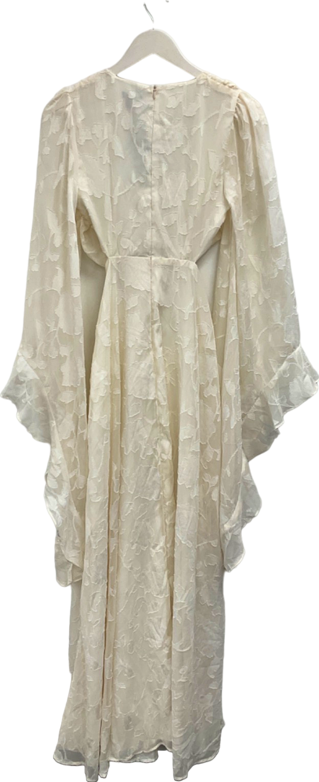 Boohoo White Floral Ruffle Maxi Dress UK 10