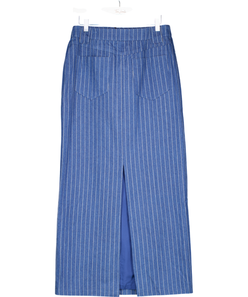 4th & Reckless Blue Pinstripe Tailored Denim Maxi Skirt- Dionne UK 10