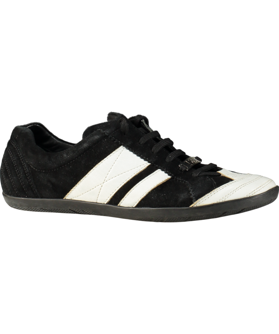 Christian Dior Black Suede And White Leather Dior Plaque Trainers UK 7 EU 40 👠