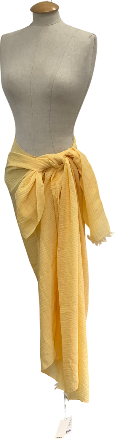 Monday Swimwear Yellow St. Striped Sarong In Honey Crinkle Linen One Size