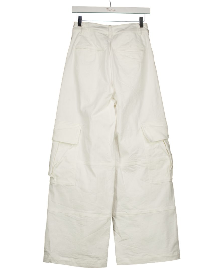 LE White Wide Leg Cargo Jeans UK XS