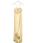 Alexander McQueen Metallic Champagne Gold Viscose Draped Maxi Dress It38 UK 6