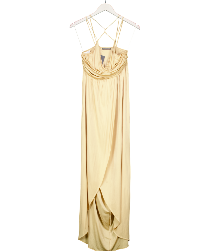 Alexander McQueen Metallic Champagne Gold Viscose Draped Maxi Dress It38 UK 6