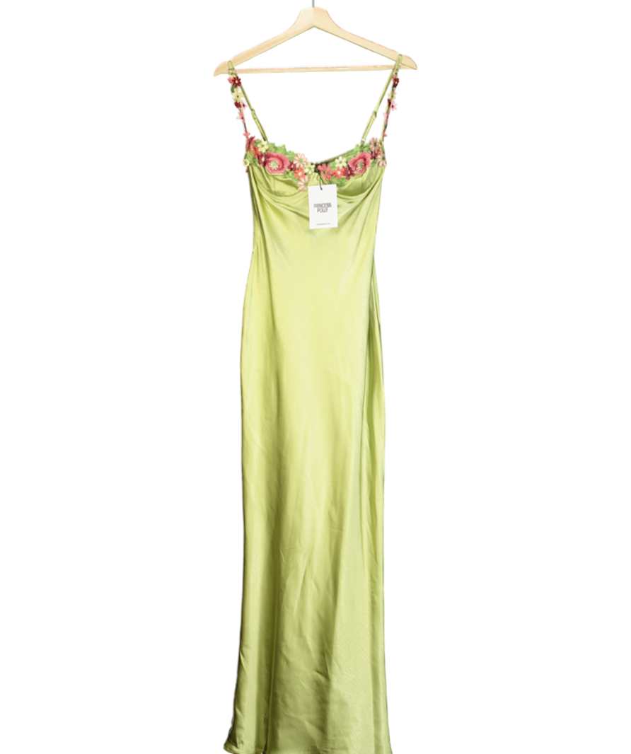 Princess Polly Green Kenzie Maxi Dress UK 8